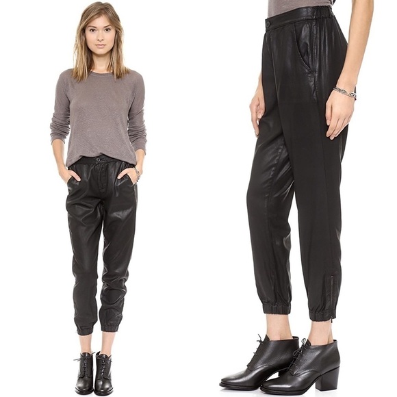 AG Adriano Coated Black Tapered Pants L - Picture 1 of 12